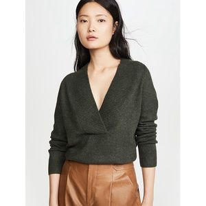 Vince Ribbed Shawl Collar Tunic, Heather Moss, L